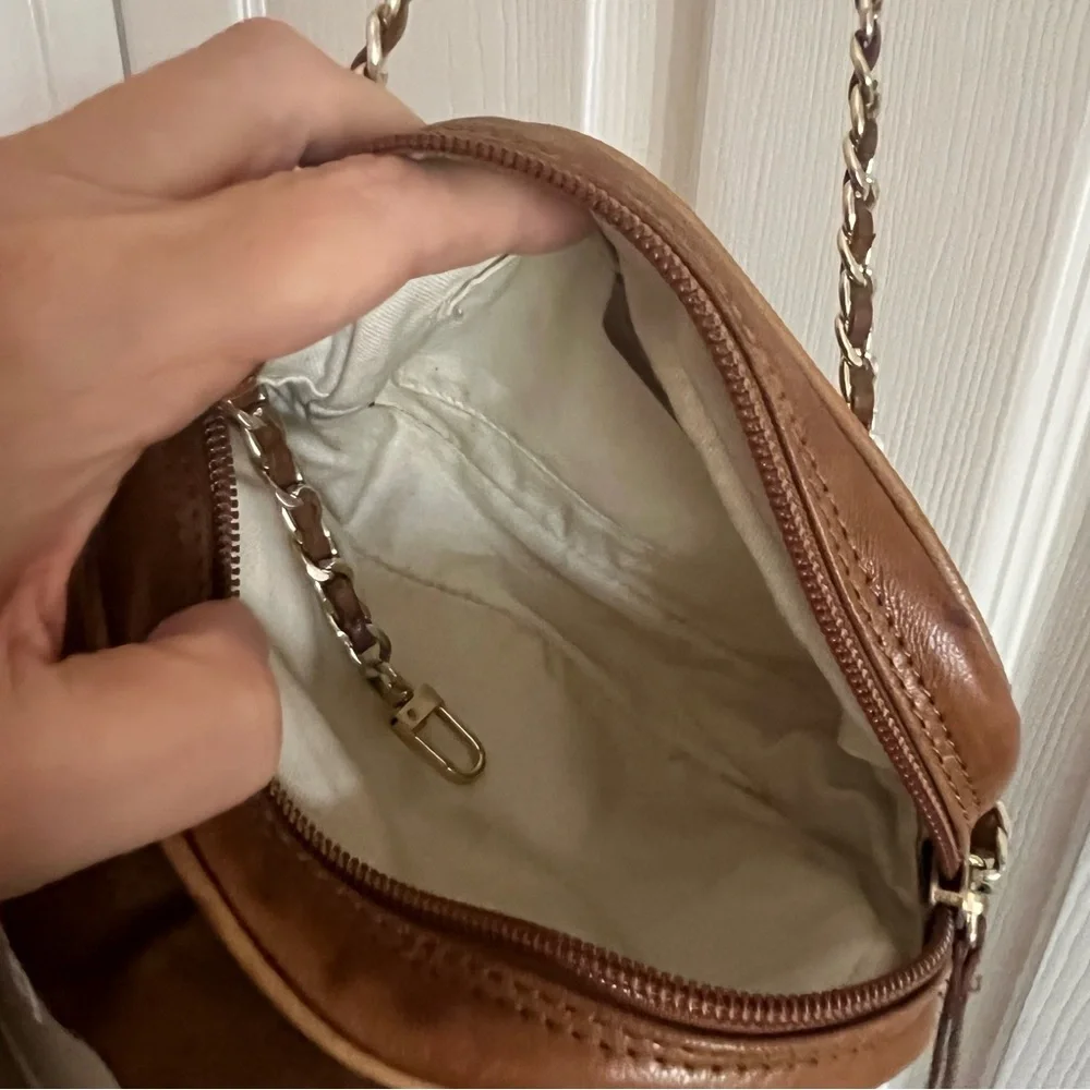 Nordstrom Brown Leather Flower Rosette Crossbody Bag - Picture 5 of 6